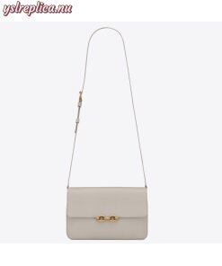 Replica YSL Fake Saint Laurent Le Maillon Bag In White Calfskin