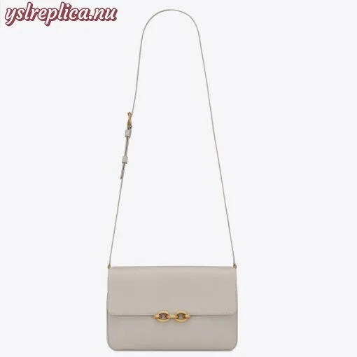 Replica YSL Fake Saint Laurent Le Maillon Bag In White Calfskin