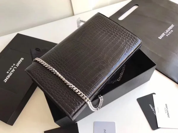 Replica YSL Fake Saint Laurent Medium Kate Bag With Tassel In Black Croc-Embossed Leather 6