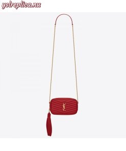 Replica YSL Fake Saint Laurent Lou Mini Bag In Red Grained Leather