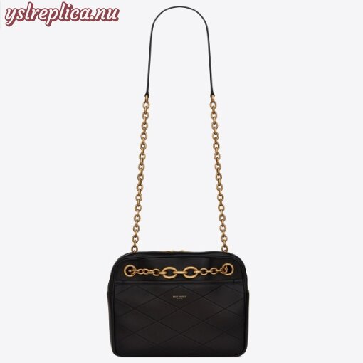 Replica YSL Fake Saint Laurent Le Maillon Small Chain Bag In Black Lambskin