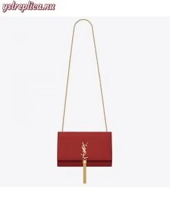 Replica YSL Fake Saint Laurent Medium Kate Bag With Tassel In Red Smooth Leather