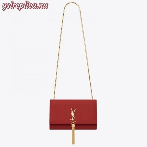 Replica YSL Fake Saint Laurent Medium Kate Bag With Tassel In Red Smooth Leather