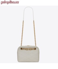 Replica YSL Fake Saint Laurent Le Maillon Small Chain Bag In White Lambskin