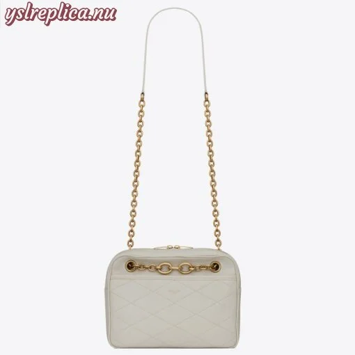 Replica YSL Fake Saint Laurent Le Maillon Small Chain Bag In White Lambskin