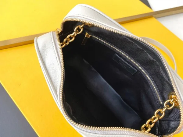 Replica YSL Fake Saint Laurent Le Maillon Small Chain Bag In White Lambskin 6