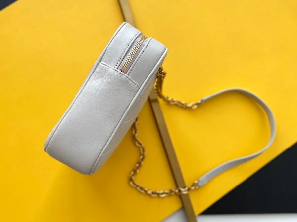 Replica YSL Fake Saint Laurent Le Maillon Small Chain Bag In White Lambskin 7
