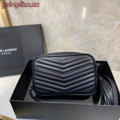 Replica YSL Fake Saint Laurent Lou Mini All Black Bag 2