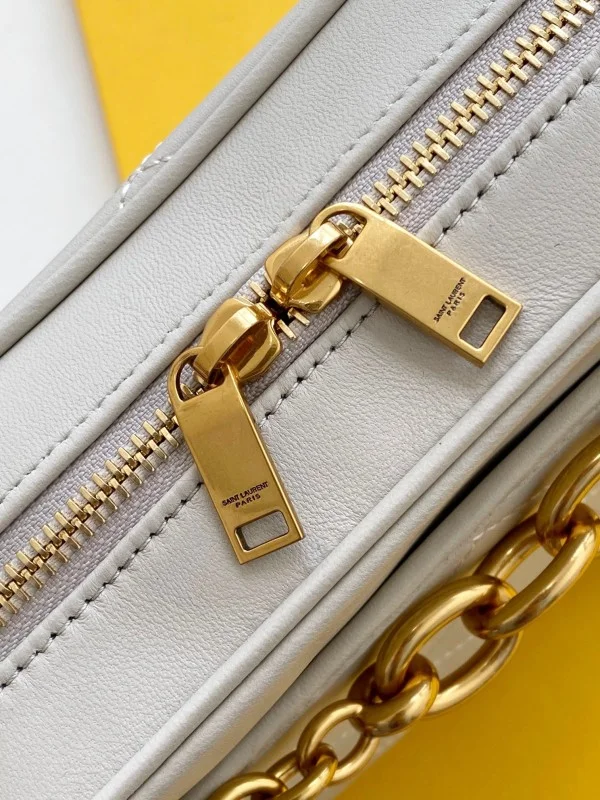 Replica YSL Fake Saint Laurent Le Maillon Small Chain Bag In White Lambskin 10