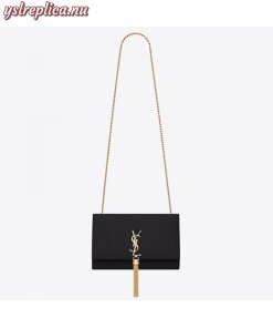 Replica YSL Fake Saint Laurent Medium Kate Bag With Tassel In Black Smooth Leather