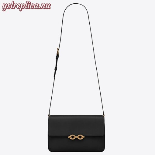 Replica YSL Fake Saint Laurent Le Maillon Bag In Black Calfskin