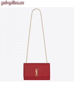 Replica YSL Fake Saint Laurent Medium Kate Bag In Red Grained Leather