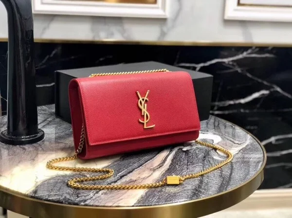 Replica YSL Fake Saint Laurent Medium Kate Bag In Red Grained Leather 2