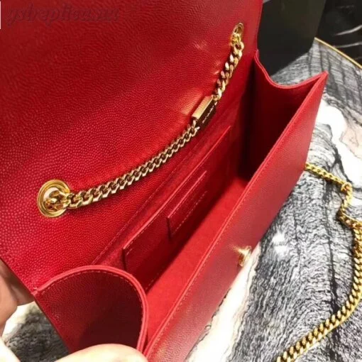 Replica YSL Fake Saint Laurent Medium Kate Bag In Red Grained Leather 7