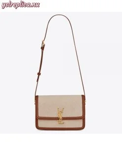 Replica YSL Fake Saint Laurent Solferino Medium Bag In Canvas with Calfskin