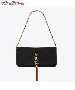 Replica YSL Fake Saint Laurent Kate 99 Shoulder Bag In Black Suede