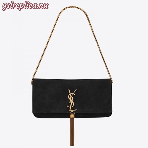 Replica YSL Fake Saint Laurent Kate 99 Shoulder Bag In Black Suede