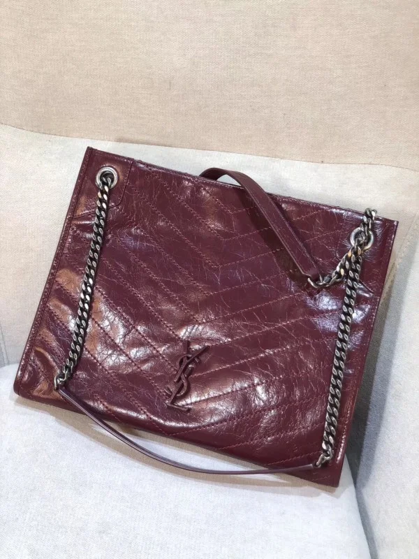 Replica YSL Fake Saint Laurent Medium Niki Shopping Bag In Bordeaux Leather 5