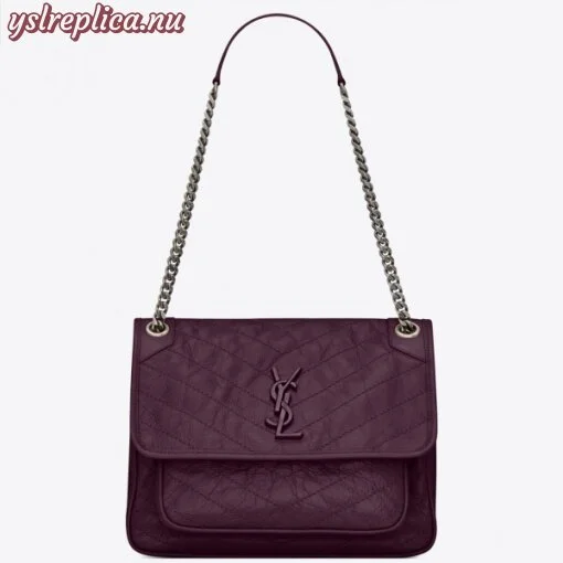 Replica YSL Fake Saint Laurent Medium Niki Bag In Prunia Crinkled Leather