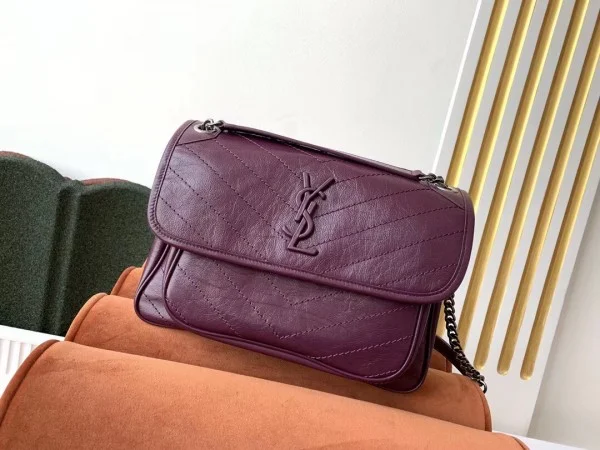Replica YSL Fake Saint Laurent Medium Niki Bag In Prunia Crinkled Leather 11