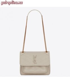 Replica YSL Fake Saint Laurent Baby Niki Bag In White Lambskin