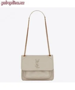 Replica YSL Fake Saint Laurent Baby Niki Bag In White Lambskin