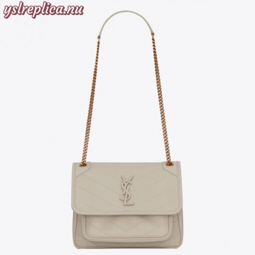 Replica YSL Fake Saint Laurent Baby Niki Bag In White Lambskin