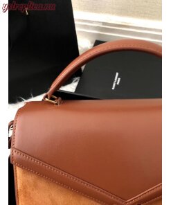 Replica YSL Fake Saint Laurent Cassandra Medium Bag In Brown Suede 2