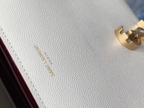 Replica YSL Fake Saint Laurent Cassandra Medium Bag In White Grained Leather 9