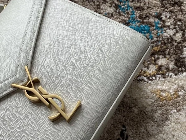 Replica YSL Fake Saint Laurent Cassandra Medium Bag In White Grained Leather 10