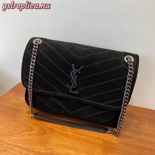 Replica YSL Fake Saint Laurent Medium Niki Bag In Black Suede 2