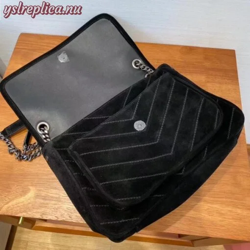 Replica YSL Fake Saint Laurent Medium Niki Bag In Black Suede 8