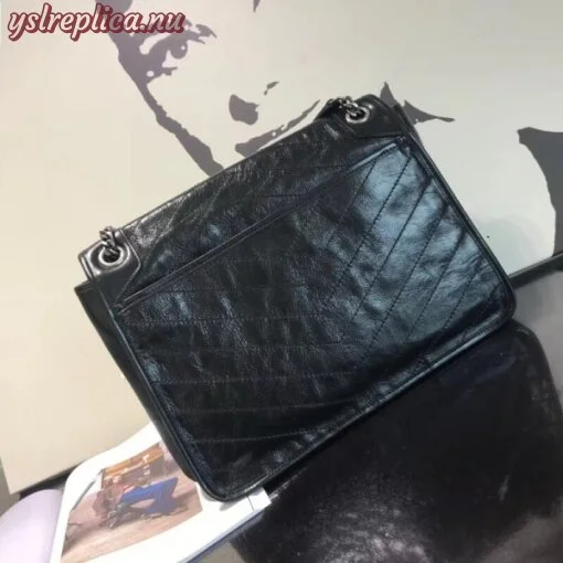 Replica YSL Fake Saint Laurent Large Niki Chain Bag In Black Crinkled Leather 3