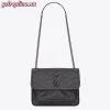 Replica YSL Fake Saint Laurent Black Cassandra Monogram Clasp Bag 9