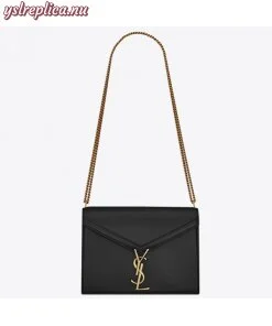 Replica YSL Fake Saint Laurent Black Cassandra Monogram Clasp Bag