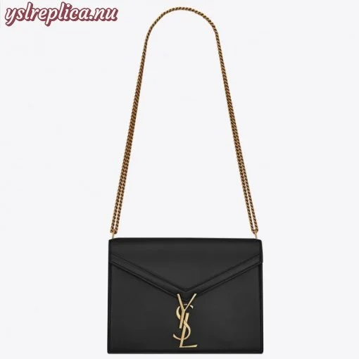 Replica YSL Fake Saint Laurent Black Cassandra Monogram Clasp Bag