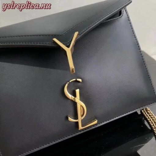 Replica YSL Fake Saint Laurent Black Cassandra Monogram Clasp Bag 3