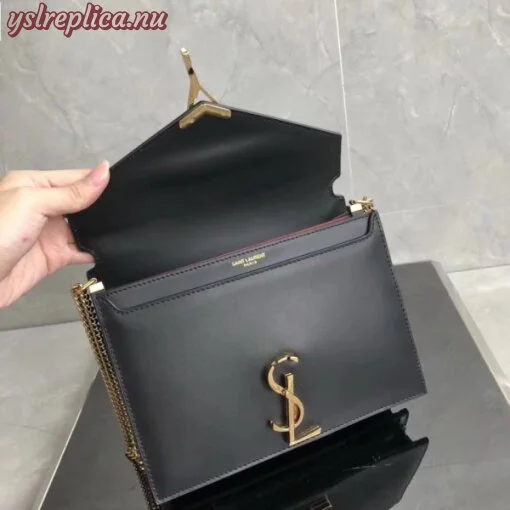 Replica YSL Fake Saint Laurent Black Cassandra Monogram Clasp Bag 4