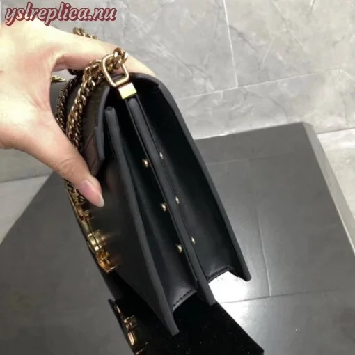 Replica YSL Fake Saint Laurent Black Cassandra Monogram Clasp Bag 5