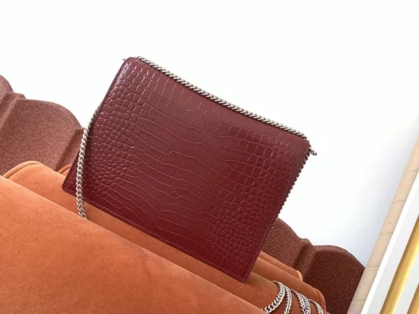 Replica YSL Fake Saint Laurent Cassandra Clasp Bag In Bordeaux Croc-Embossed Leather 2