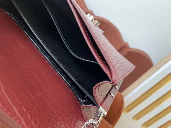 Replica YSL Fake Saint Laurent Cassandra Clasp Bag In Bordeaux Croc-Embossed Leather 4