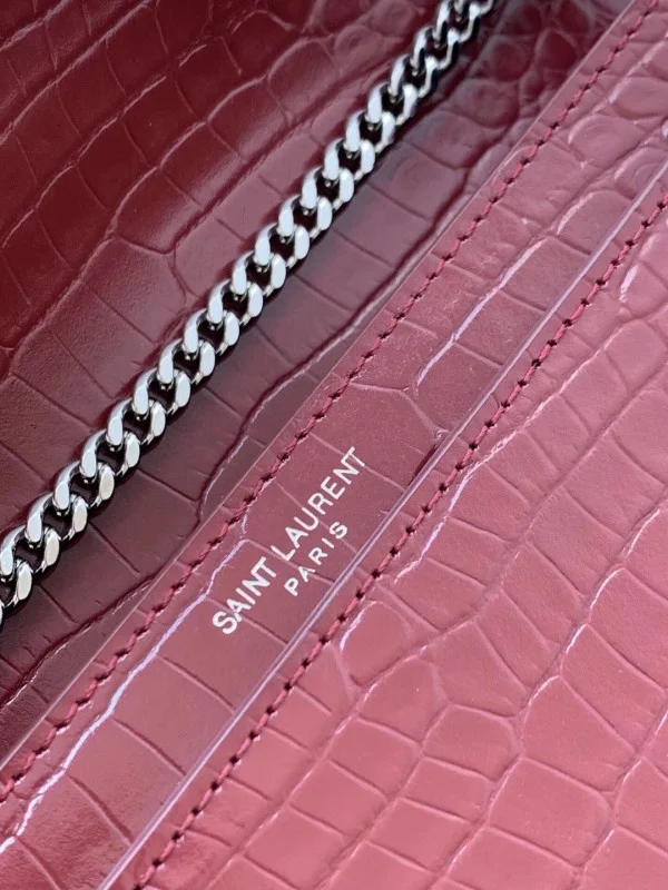 Replica YSL Fake Saint Laurent Cassandra Clasp Bag In Bordeaux Croc-Embossed Leather 6