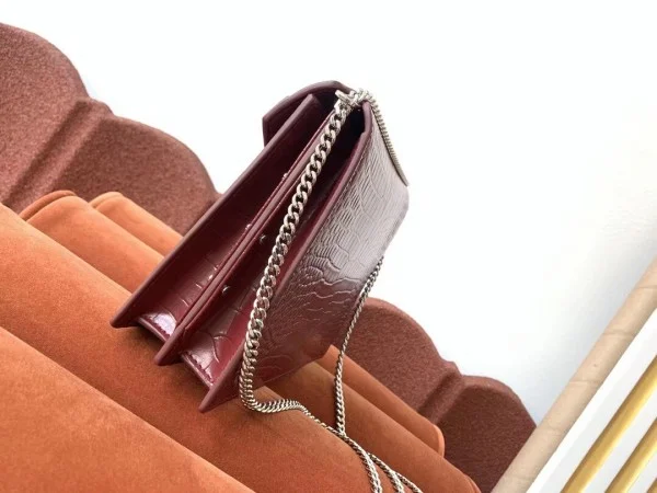 Replica YSL Fake Saint Laurent Cassandra Clasp Bag In Bordeaux Croc-Embossed Leather 8
