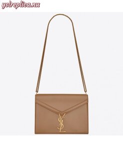 Replica YSL Fake Saint Laurent Camel Cassandra Monogram Clasp Bag