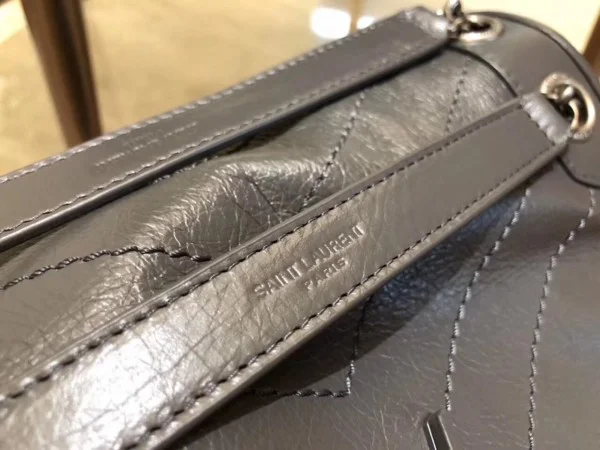 Replica YSL Fake Saint Laurent Medium Niki Bag In Storm Gray Crinkled Leather 3