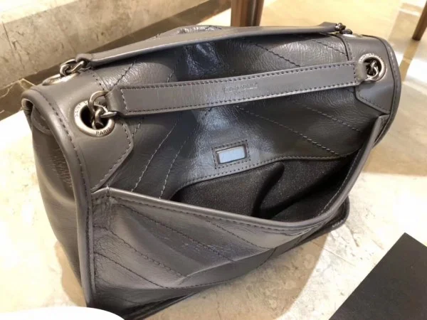 Replica YSL Fake Saint Laurent Medium Niki Bag In Storm Gray Crinkled Leather 4
