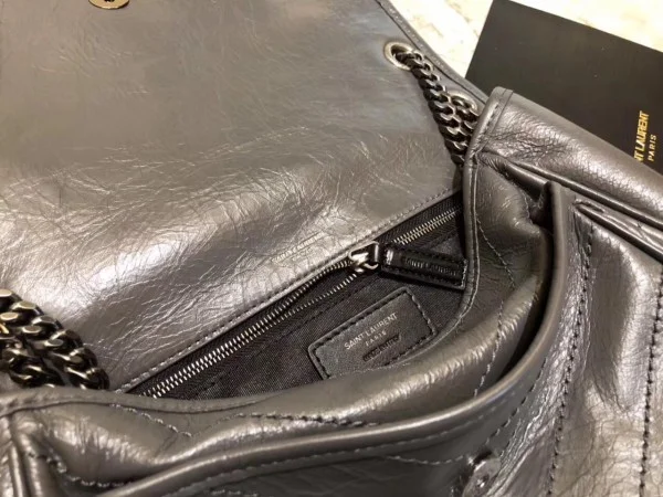 Replica YSL Fake Saint Laurent Medium Niki Bag In Storm Gray Crinkled Leather 6