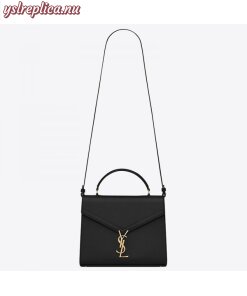 Replica YSL Fake Saint Laurent Cassandra Medium Bag In Black Grained Leather