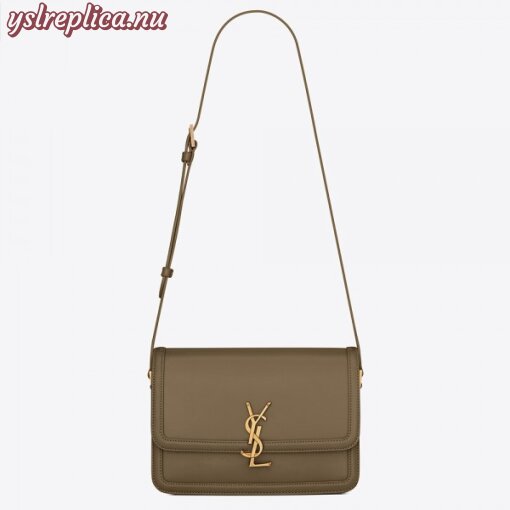 Replica YSL Fake Saint Laurent Solferino Medium Bag In Khaki Calfskin