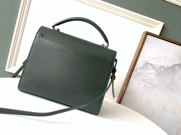 Replica YSL Fake Saint Laurent Cassandra Medium Bag In Dark Green Grained Leather 2